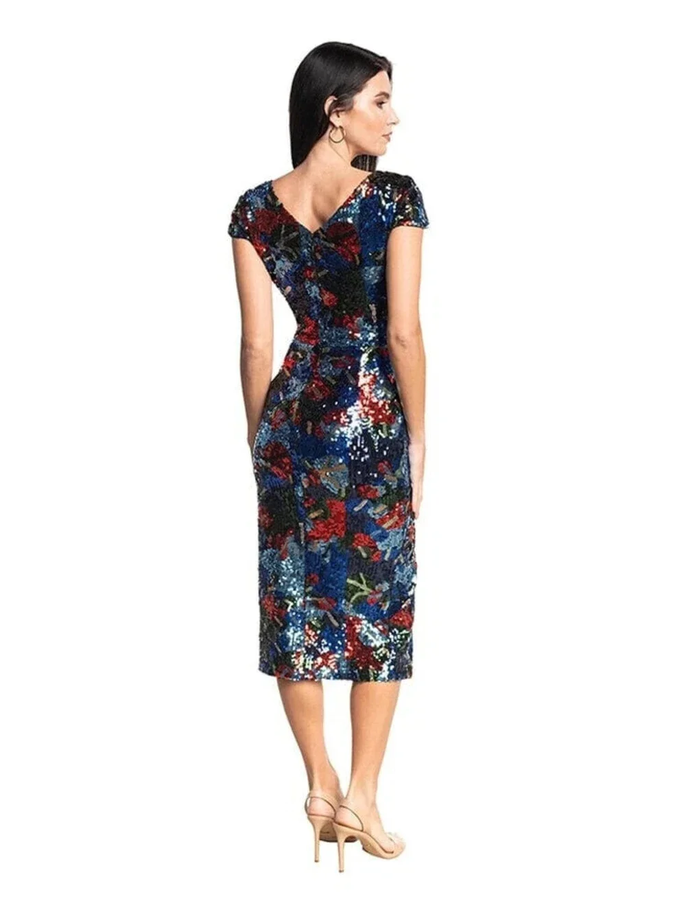 NWT, Dress the Population Elin Sequin Dress in Multi Size M #MD2579